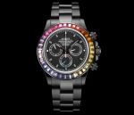 ROLEX Daytona 40*12.3MM 904L Steel 7750 Movement Rainbow Bezel Black Wrist Watch